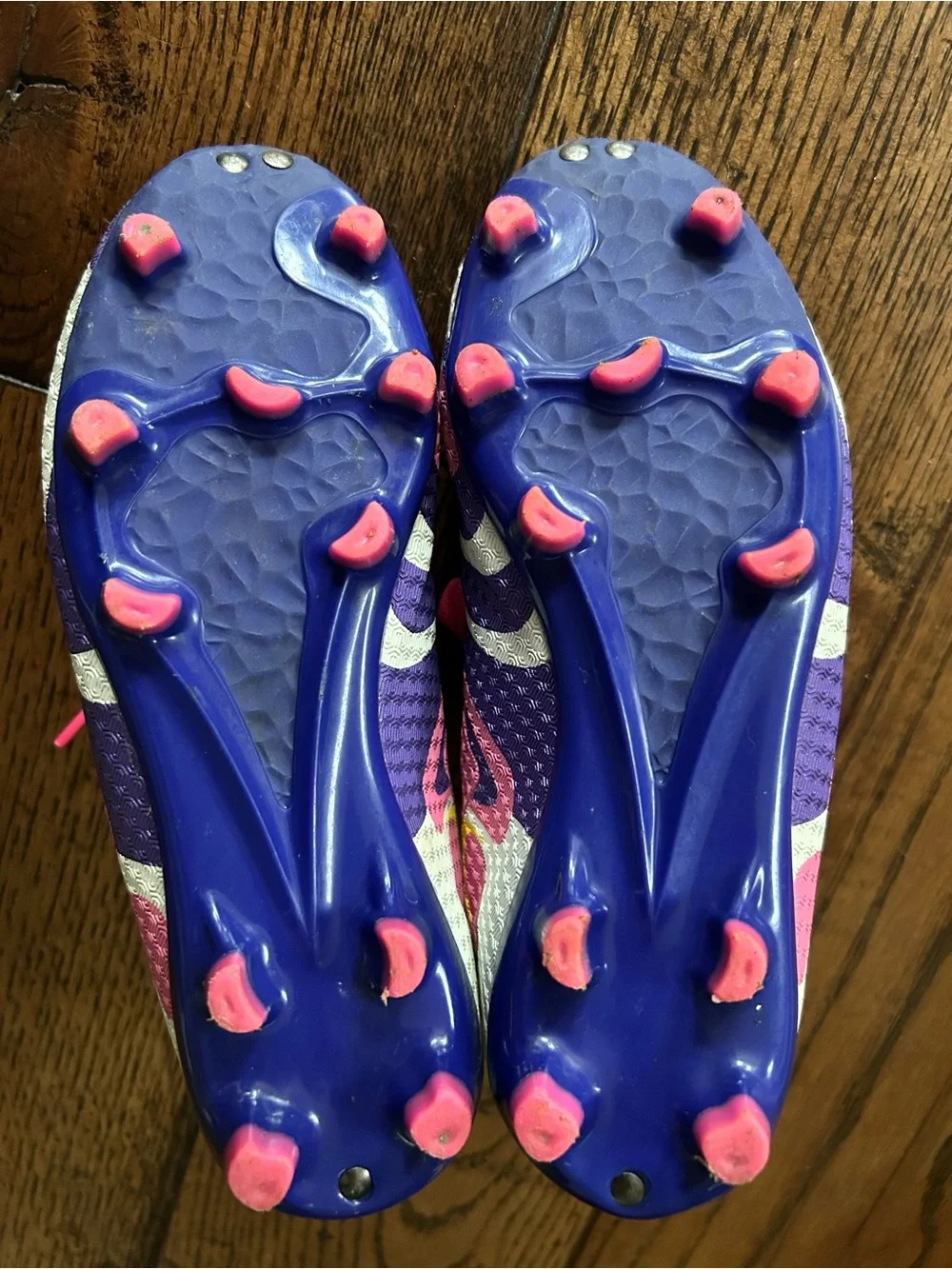 Girls Pink and Purple Athletic Kids Soccer Cleats